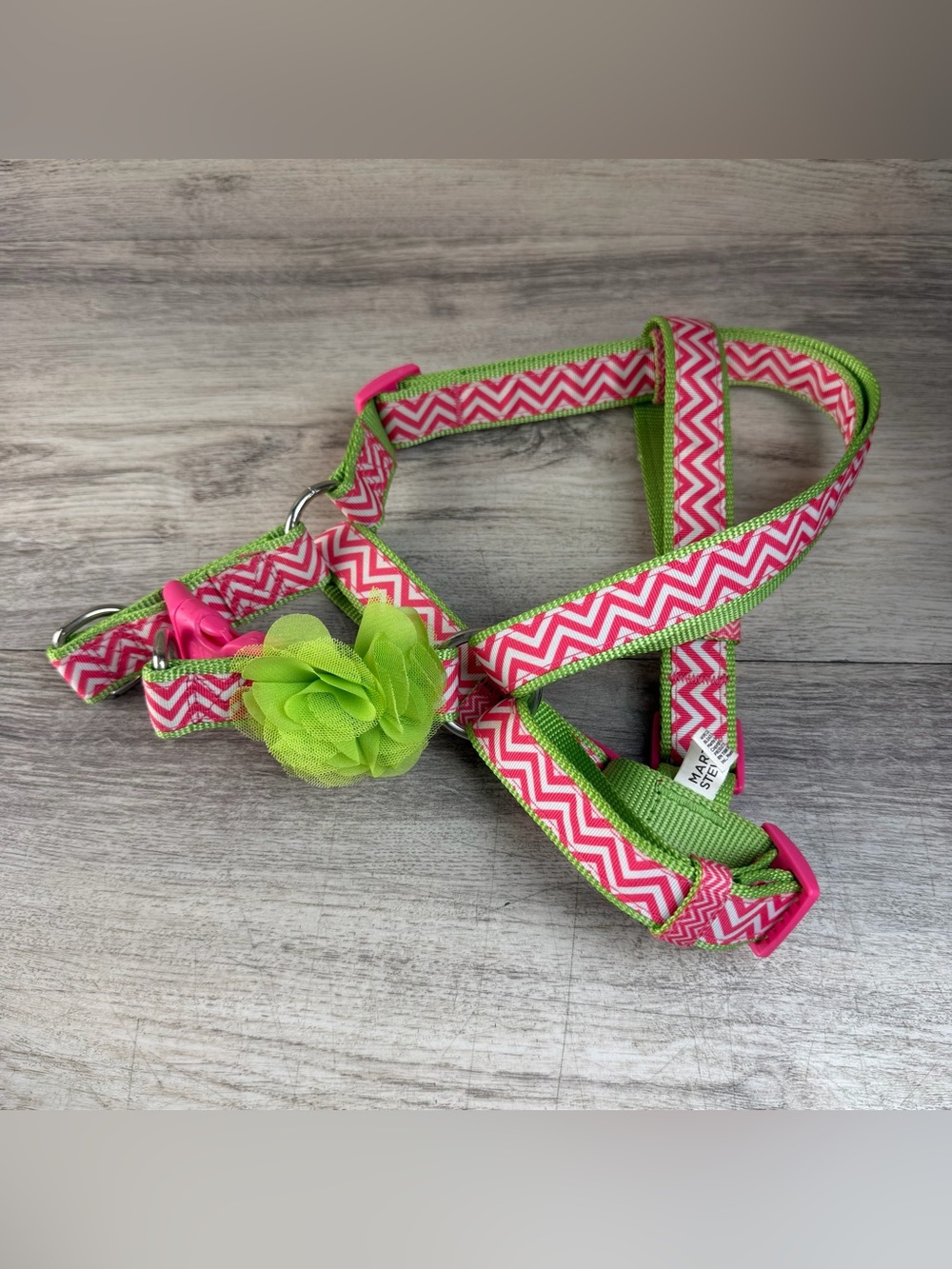 Martha Stewart Pets Adjustable Pink Green Daisy Dog Walking Harness Nylon Large